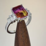 Sterling Silver Bicolor Orange Red Ombre CZ Ring