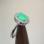 Sterling Silver Oval Green Lab Opal CZ Ring