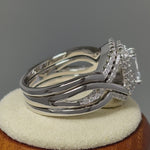 Sterling Silver Emerald-Cut CZ Halo Engagement Ring
