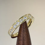 Solid 14K Yellow Gold Channel Round & Baguette Straight CZ Eternity Band