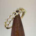 Solid 14K Gold Layered Beaded CZ Ring