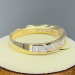 Solid 14K Yellow Gold Channel Round & Baguette Straight CZ Eternity Band