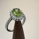 Sterling Silver Peridot Oval CZ Ring