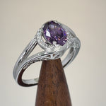 Sterling Silver Purple CZ Halo Ring