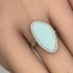 Sterling Silver Tri-Oval White Lab Opal CZ Ring