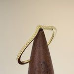 Solid 14K Yellow Gold Beaded Chevron Ring