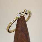 Solid 14K Yellow Gold Triple Princess Cut CZ Ring
