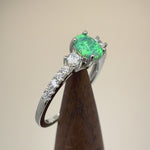 Sterling Silver Enchanted Oval Green Lab Opal CZ Ring
