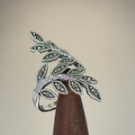 Sterling Silver Two Leaf Marcasite Ring
