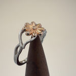 Sterling Silver Rose Gold Two Tone Daisy Flower Ring