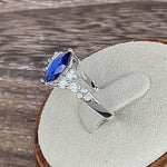 Sterling Silver Marquise Blue CZ Ring