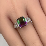 Sterling Silver Bi-Color Purple & Green Ombre CZ Ring