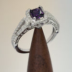 Sterling Silver Lavish Princess-Cut Purple CZ Ring