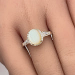 Sterling Silver Oval Mother of Pearl CZ Ring