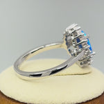 Sterling Silver Oval Blue Lab Opal CZ Ring