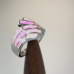 Sterling Silver Crooked Pink Lab Opal Ring