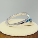 Sterling Silver Trendy Blue Lab Opal Chevron Ring