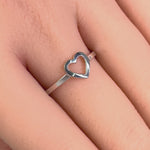 Solid 14K White Gold Heart Outline Ring