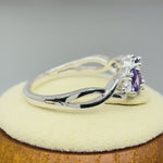Sterling Silver Purple CZ 3-Stone Ring