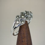 Sterling Silver Square and Round Marcasite Ring
