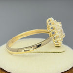 Solid 14K Yellow Gold Elegant Marquise CZ Halo Ring