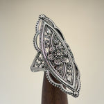 Sterling Silver Extravagant Flower Shield Ring