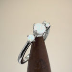 Sterling Silver Triple White Lab Opal Ring