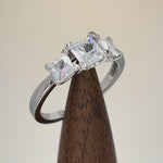 Sterling Silver 3-Stone Square CZ Ring