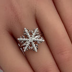 Sterling Silver Winter Snowflake Clear CZ Ring
