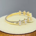 Solid 14K Yellow Gold Double Round Clear CZ Ring