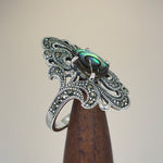 Sterling Silver Pear Shape Abalone Marcasite Ring