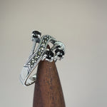 Sterling Silver Black Onyx Marcasite Ring