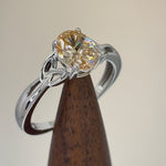 Sterling Silver Charmed Oval Champaign CZ Ring