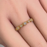 Solid 14K Gold Square Pattern CZ Ring