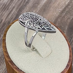 Sterling Silver Filigree Floral Teardrop Ring