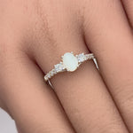 Sterling Silver Oval Mother of Pearl CZ Ring