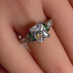 Sterling Silver Emerald-Cut Green CZ Ring