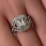 Sterling Silver Emerald-Cut CZ Halo Engagement Ring