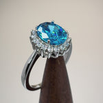 Sterling Silver Aqua Blue Oval CZ Ring