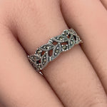 Sterling Silver Eye Marquise Eternity Marcasite Ring