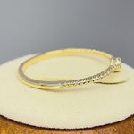 Solid 14K Yellow Gold Thin Stackable Rope and Diamond Ring