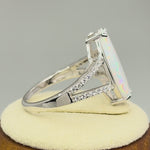 Sterling Silver Marquise White Lab-Opal Ring