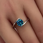 Sterling Silver Aqua Blue CZ Ring