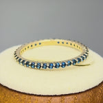Solid 14K Yellow Gold Eternity Blue Sapphire CZ Ring