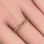 Solid 14K Yellow Gold Wave Twist Diamond Ring