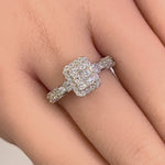 Sterling Silver CZ Halo Cluster Ring