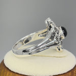 Sterling Silver Black Onyx Flower Marcasite Ring