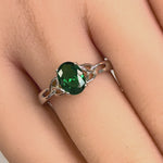 Sterling Silver Charmed Oval Green CZ Ring