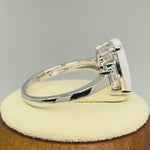 Sterling Silver White Lab Opal Rectangular Ring