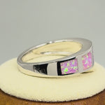Sterling Silver 5 Bar Pink Lab Opal Ring